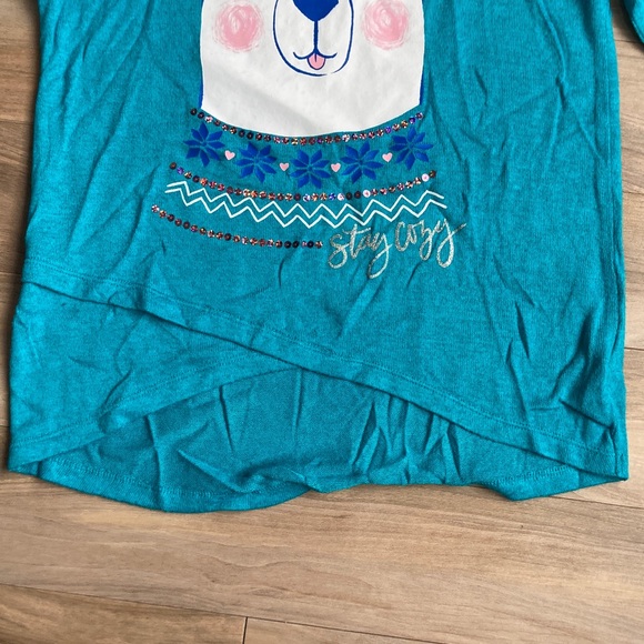 3/$12 polar bear cozy glitter graphic top w sequin casual long sleeve L 10/12 - Picture 6 of 17